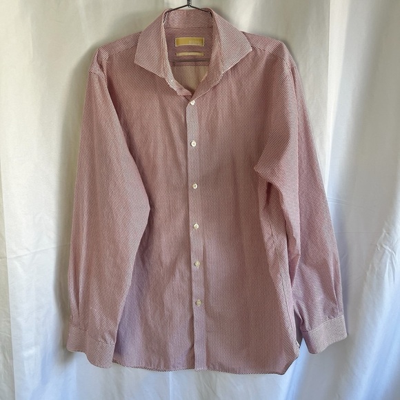 MICHEAL KORS RED WHITE DRESS SHIRT SLIM FIT  COTTON BUTTON DOWN SHIRT MEN 16 1/2 - Picture 3 of 10